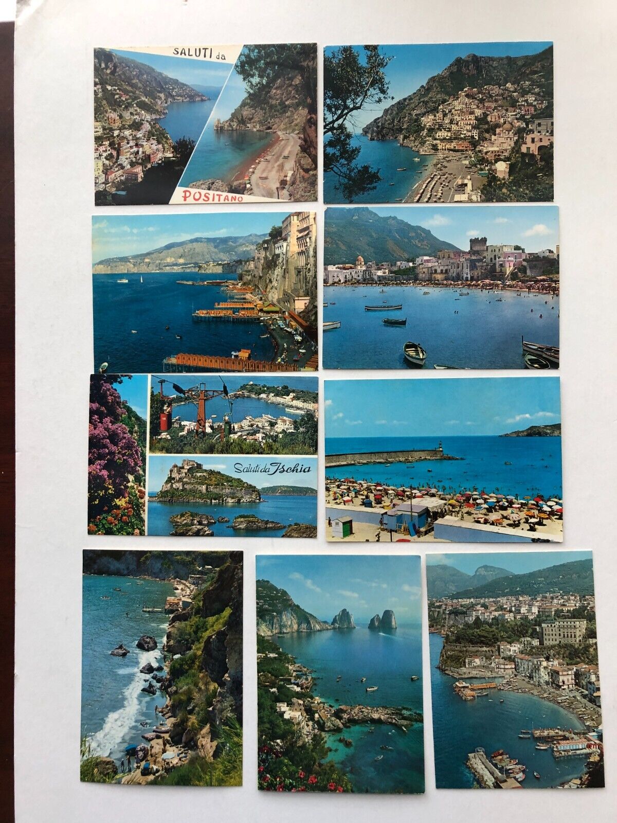 Lot of 9 Color Postcards Italy Beaches - Ischia, Positano, Sorrento, Capri