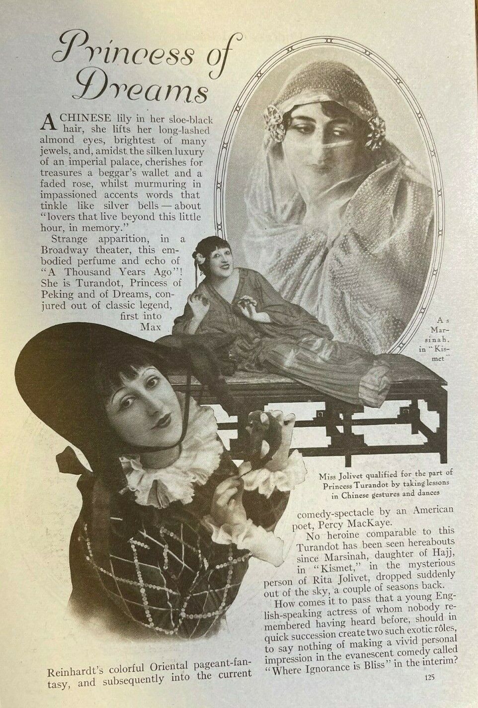1914 Actress Rita Jolivet illustrated