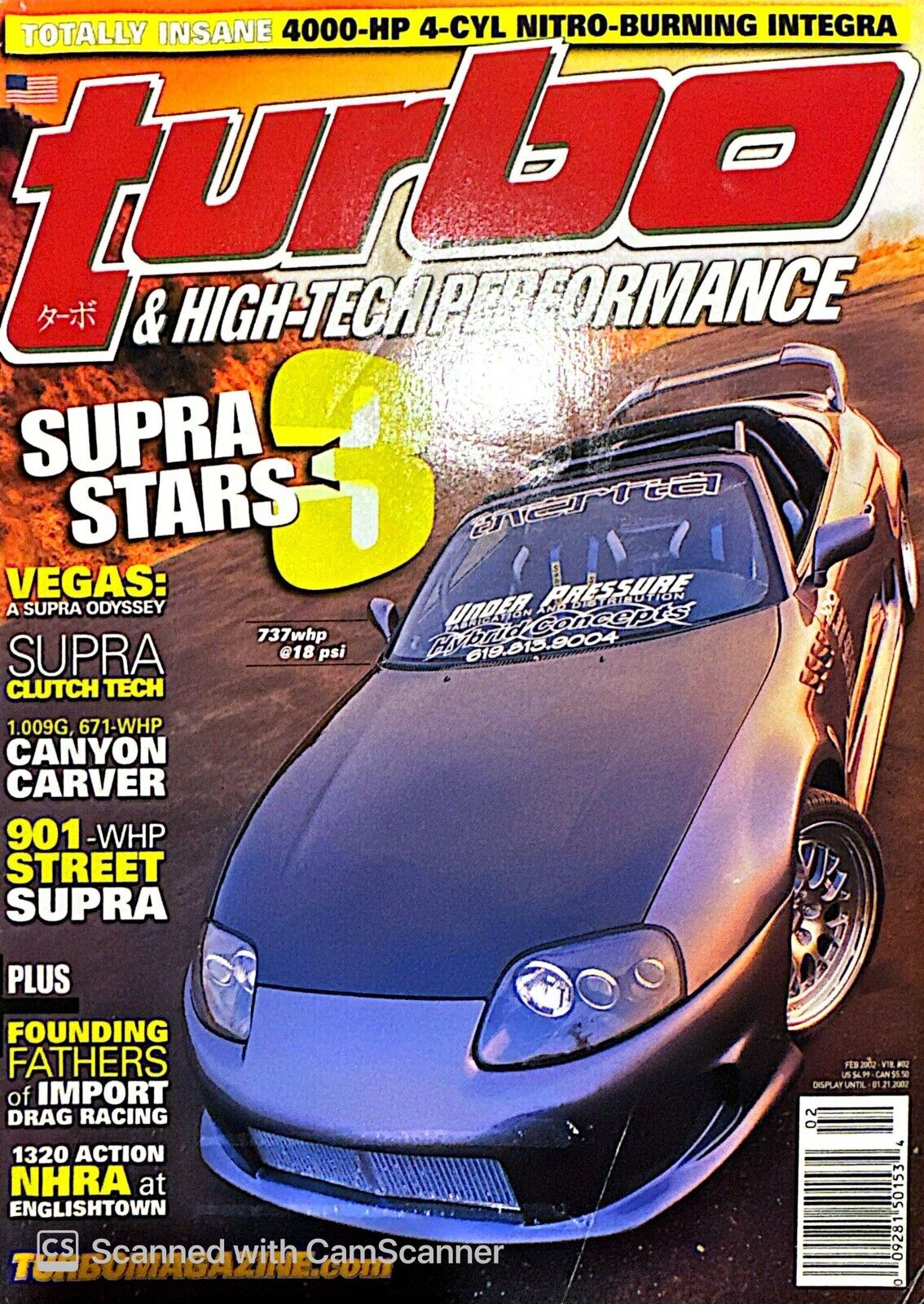 Turbo Magazine - Febuary 2002 - Supra, Integra, Drag Racing