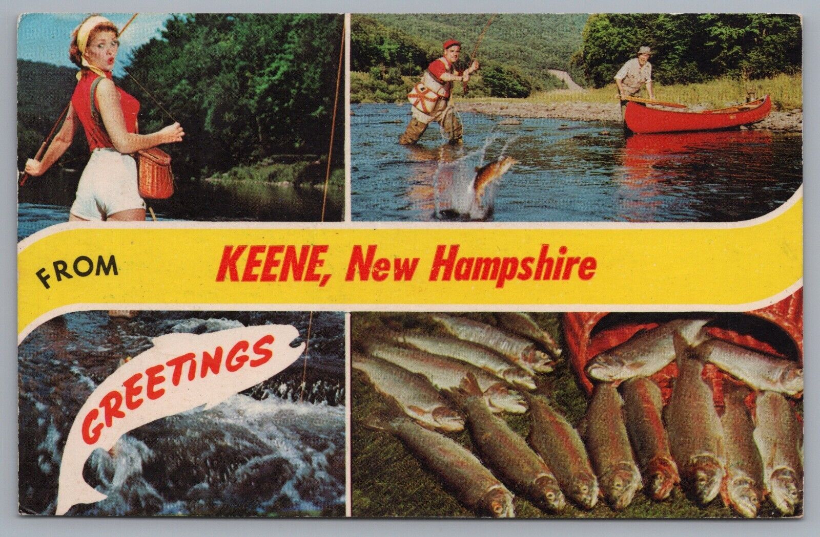 Greetings From Keene New Hampshire Banner Postcard