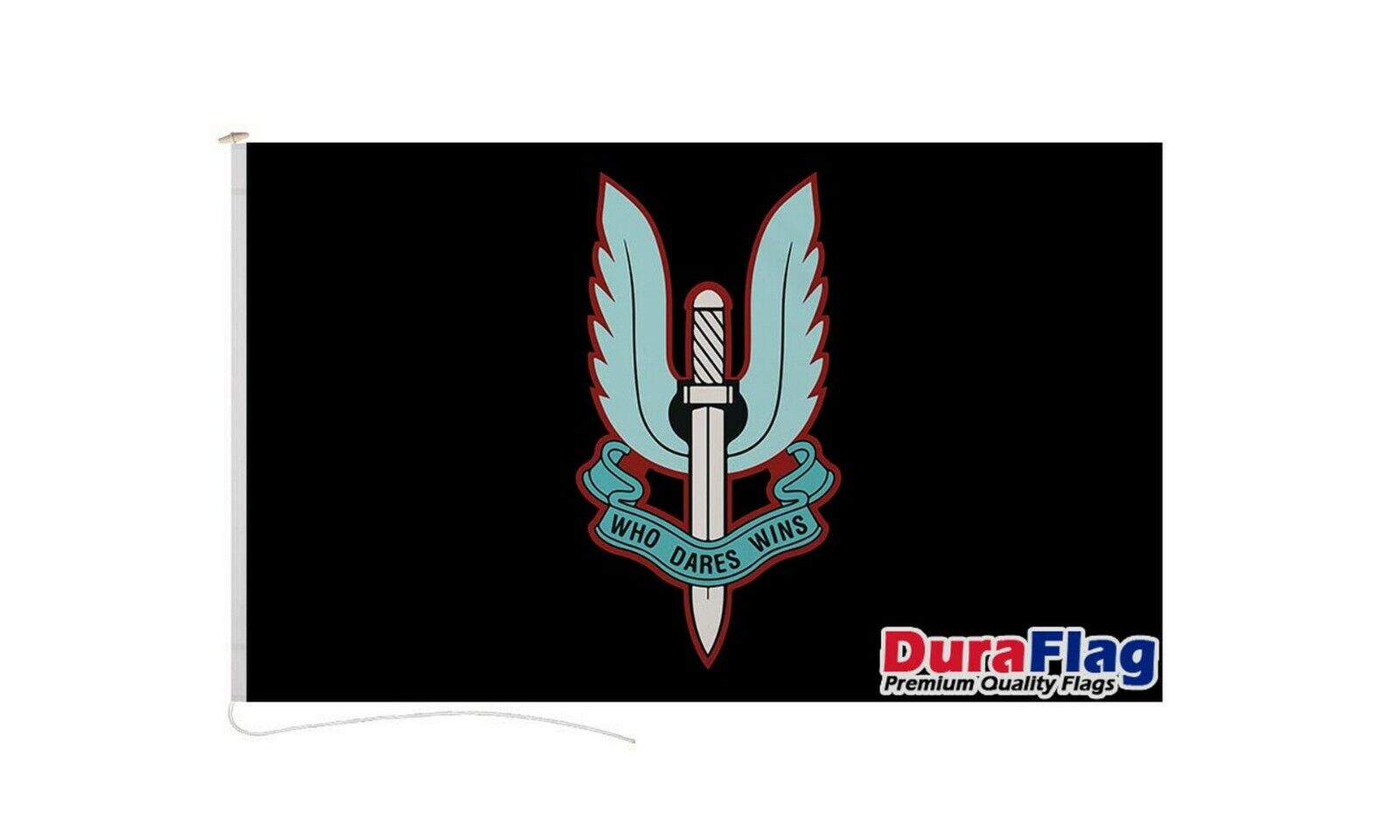 SPECIAL AIR SERVICE BLACK SAS DURAFLAG 150cm x 90cm QUALITY FLAG ROPE & TOGGLE