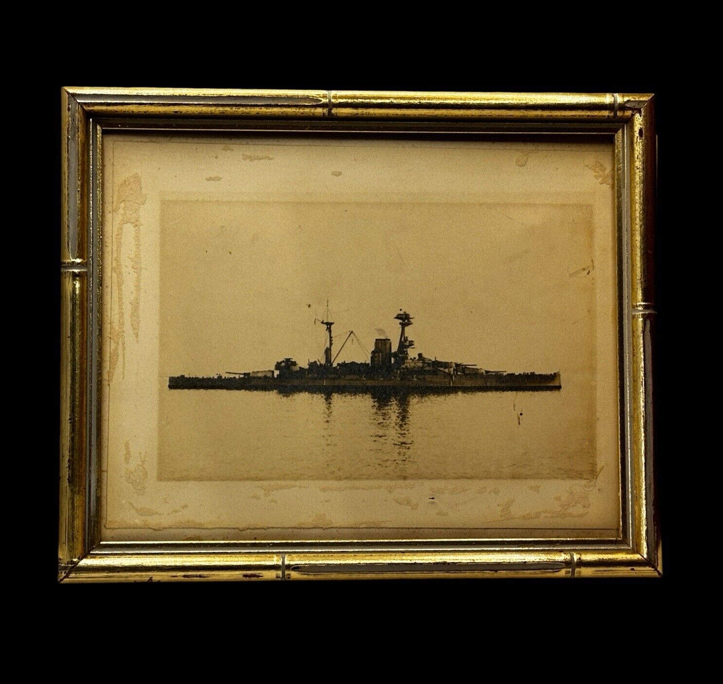 Antique Military Photo | Battleship | Nice Gold Frame | 8 X 10 | Military WWI