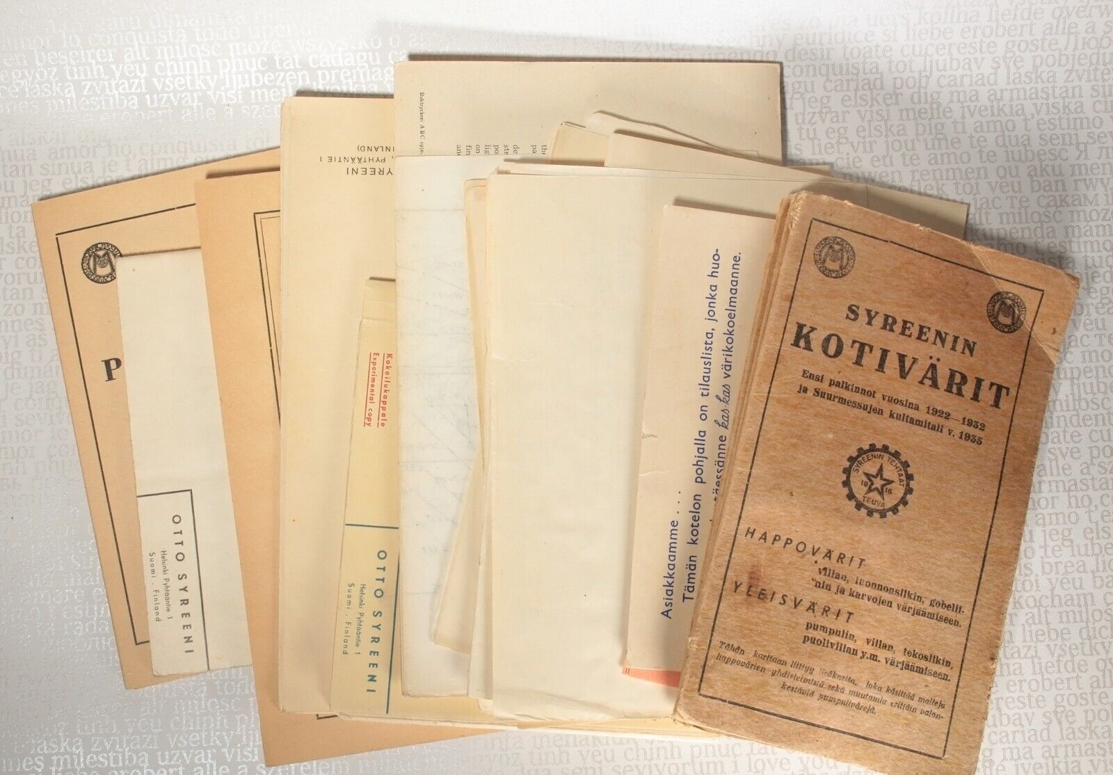 Unique lot of 1930's to 50's Otto Syreeni's Patented COLOUR NOTES System Items