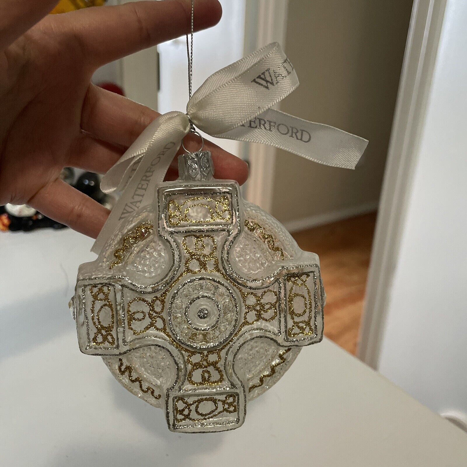Waterford Winter Time Celtic Cross Glass Ornament