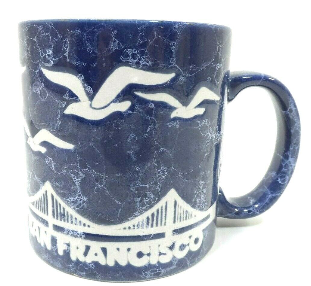 Vintage Mico 1982 San Francisco California Coffee Mug Cup Blue Stoneware   