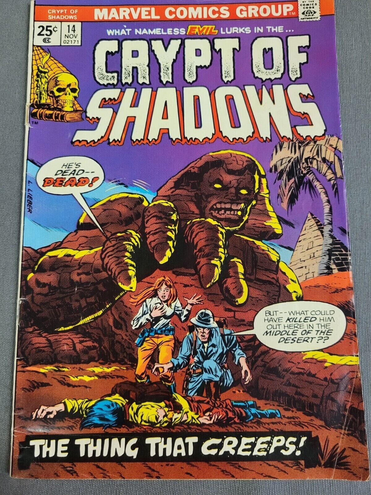 Crypt of Shadows #14 (Nov 1974, Marvel) Horror Comics VG+ The Thing That Creeps