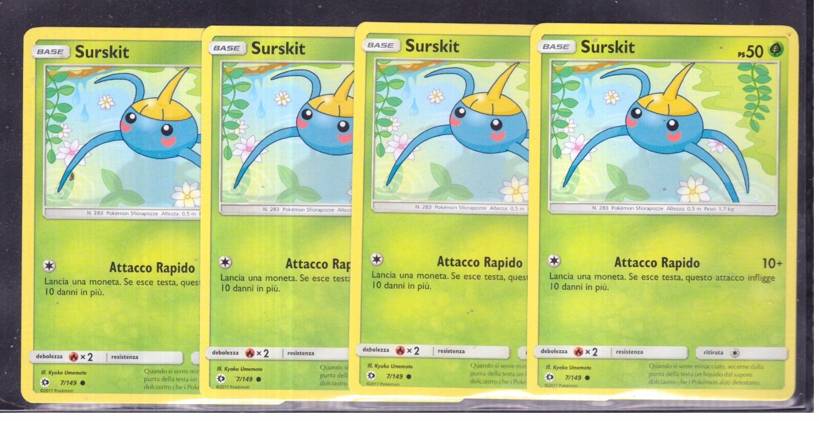 Pokemon 4x Surskit 7/149 Common Italian Sun and Moon