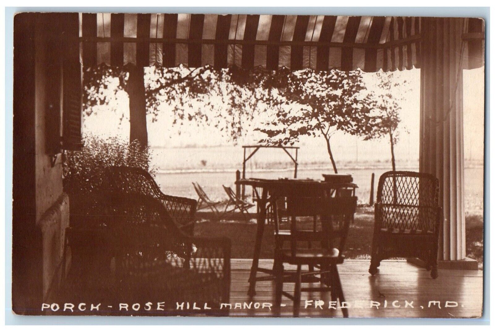 c1910's Rose Hill Manor Porch Scene Frederick Maryland MD RPPC Photo Postcard