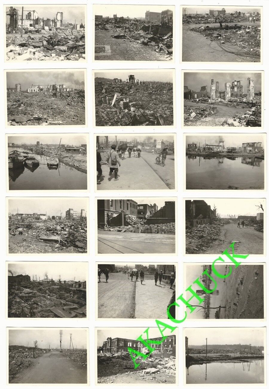 1930s-1940s 18 Photos WWII BOMBED OUT CITY Hiroshima Nagasaki ? CHINA OR JAPAN