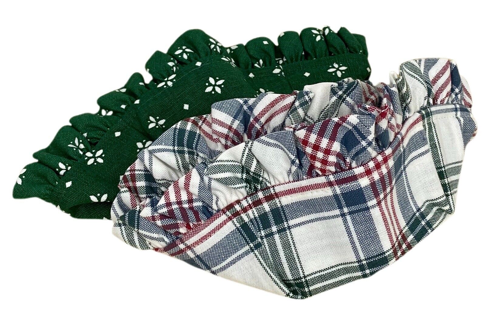 Longaberger Woven Traditions Green and Market Plaid Liners for Tarragon Basket