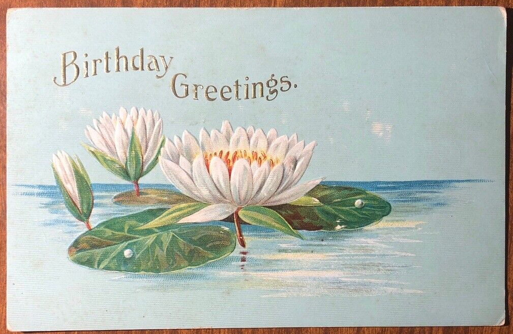 Antique Birthday Greetings Embossed Postcard, not postmarked