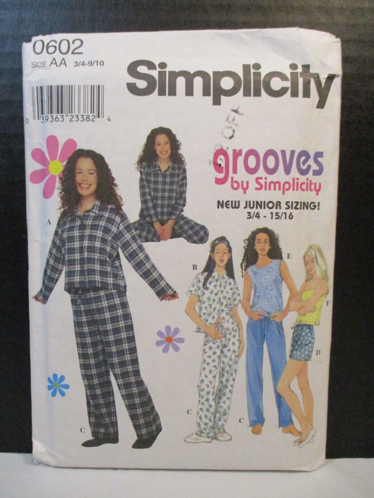 Simplicity Pattern 0602 Junior Size 3/4-9/10 Pajamas Long Short Sleeves Pants UC