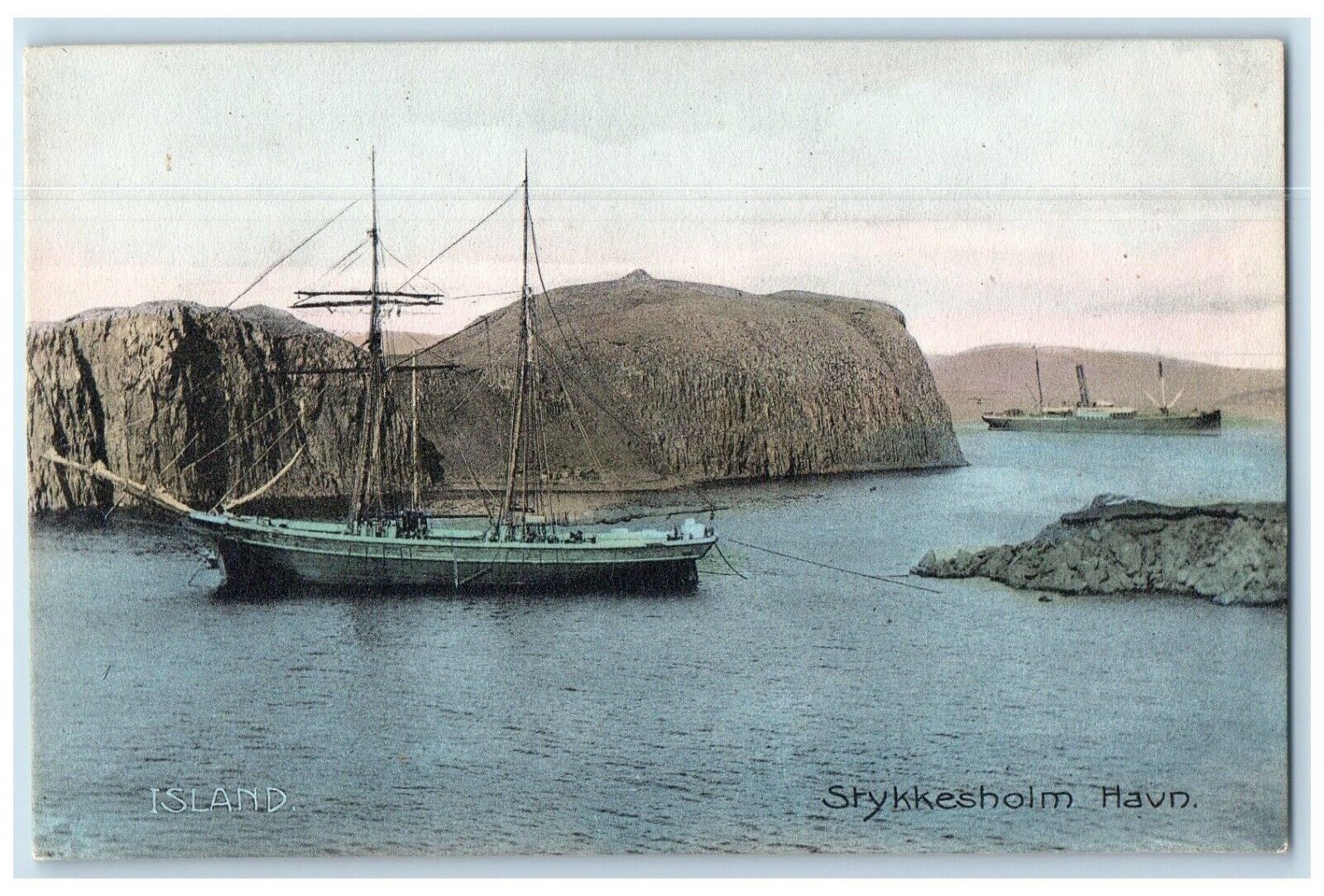 c1910 Schooner Boat Srykkesholm Haven Island Western Region Iceland Postcard
