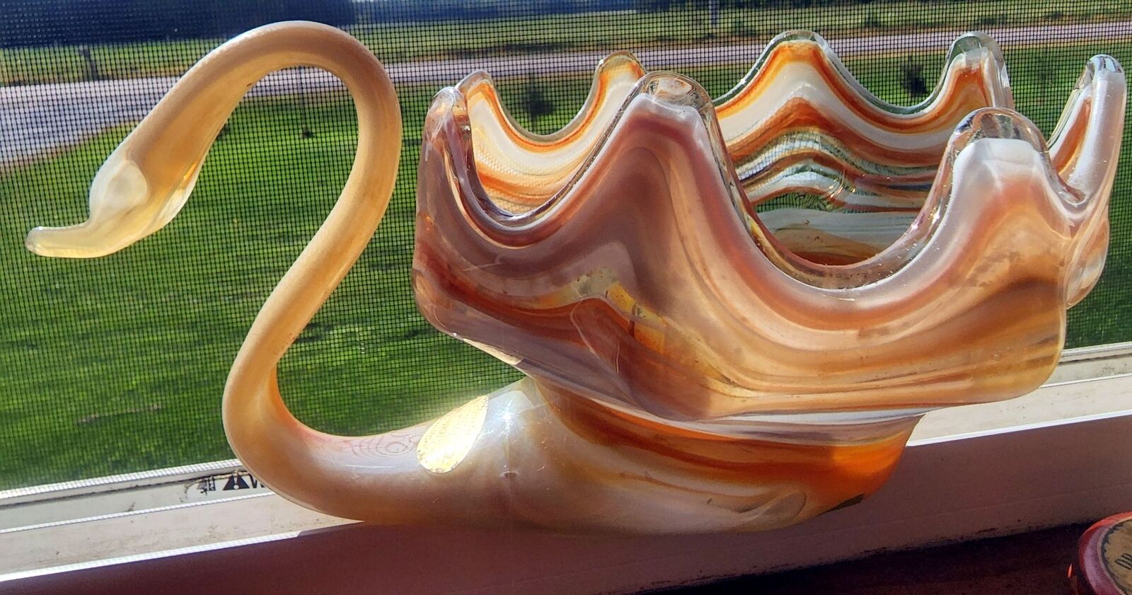 Vintage Mid Century Modern Art Glass Swan Sunset Company Spiro Oklahoma MCM