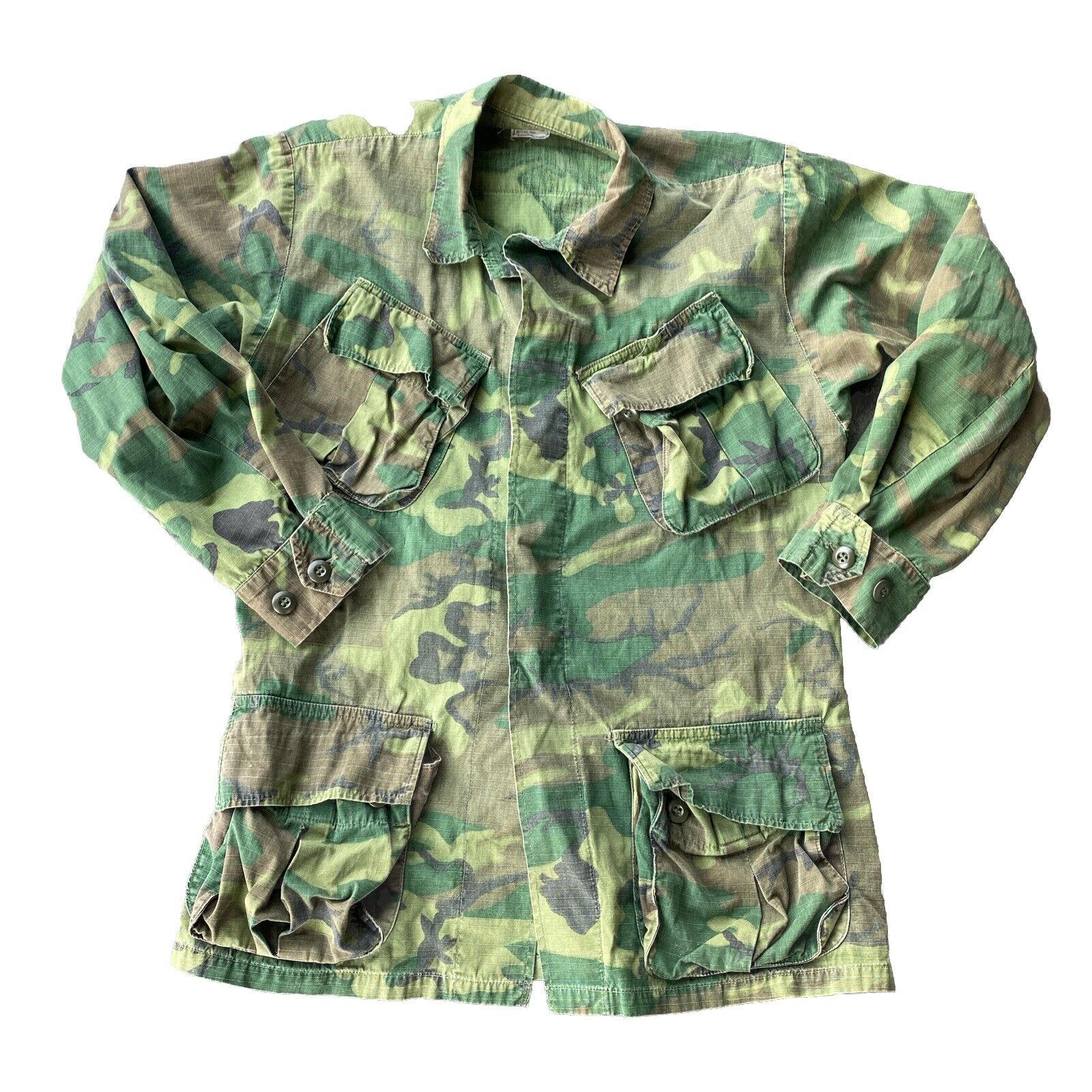 Tropical Combat Jungle Jacket Vietnam ERDL Lowland Camo Poplin Ripstop Slant