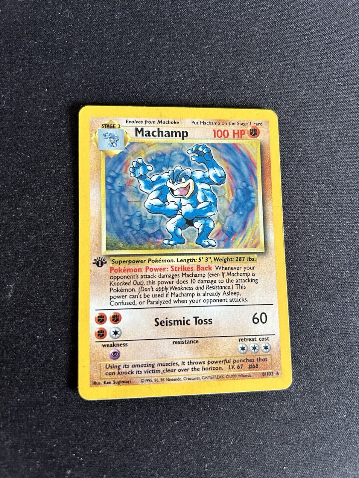 1st Edition Machamp 8/102 Holo Base Set WOTC Pokemon Card