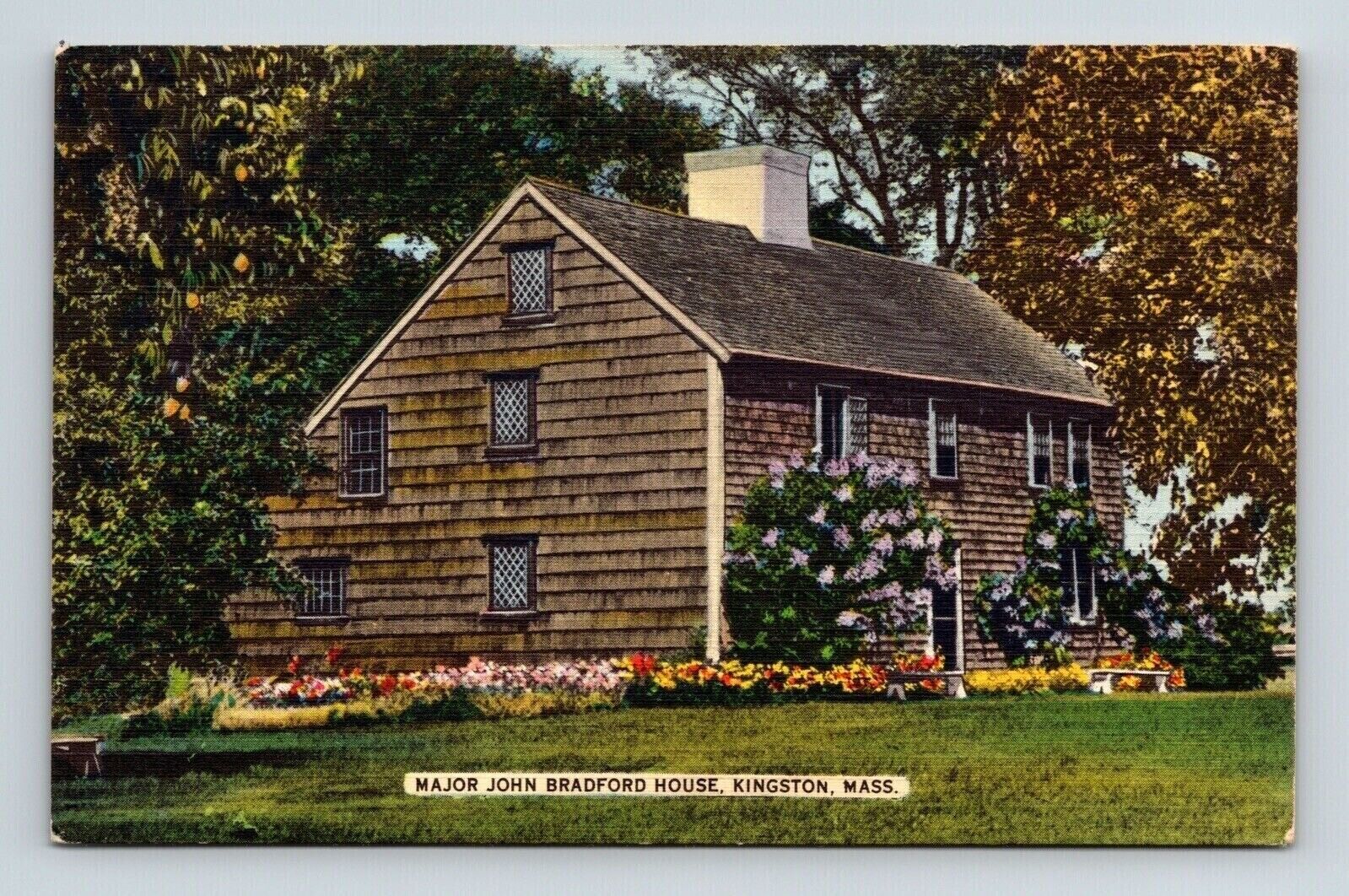 Major John Bradford House Kingston MA Massachusetts Linen Postcard UNP VTG