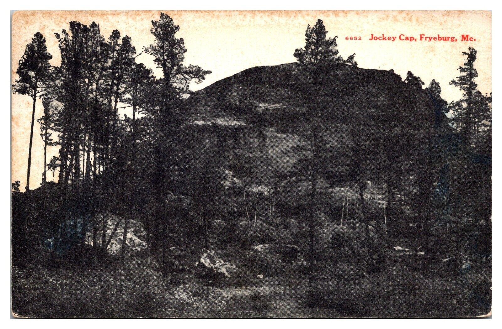 1914 Jockey Cap, Mountain Scene, Fryeburg, ME Postcard