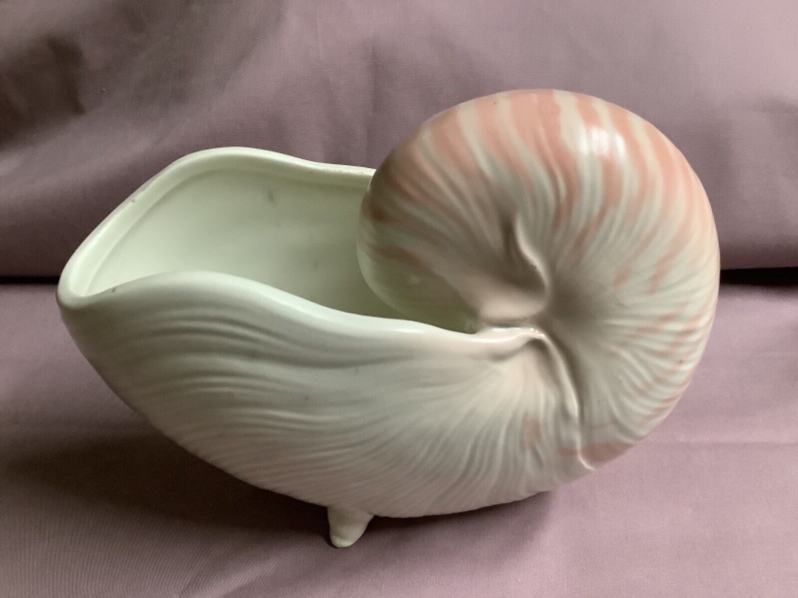 VINTAGE FRITZ & FLOYD PINK CHAMBER OF NAUTILUS SHELL PLANTER VASE MADE IN JAPAN