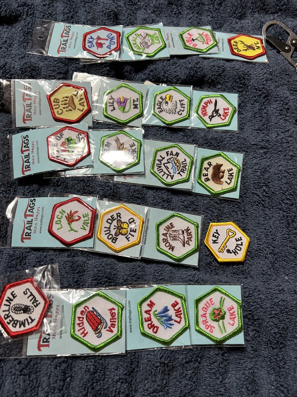 Vintage Trail Tags Patches, 1972, Lot of 20