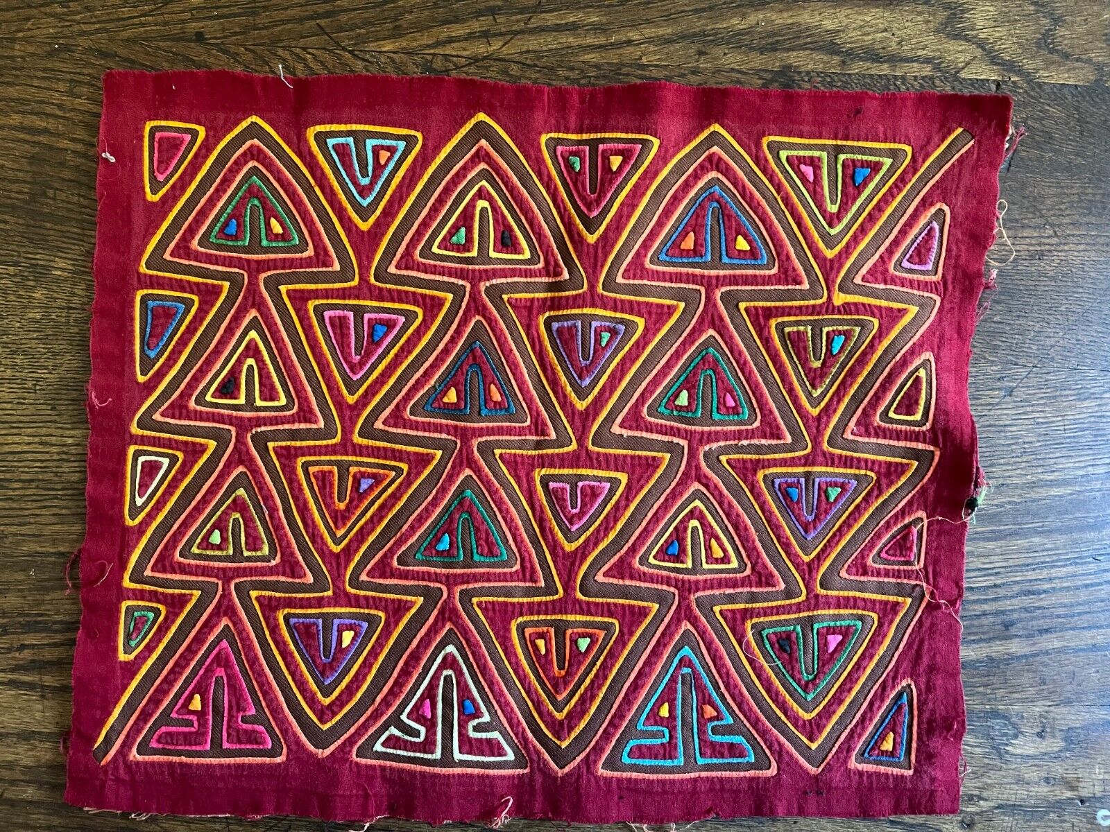 Arrow Pattern, Vintage Panamanian, Mola Indigenous Textile Art