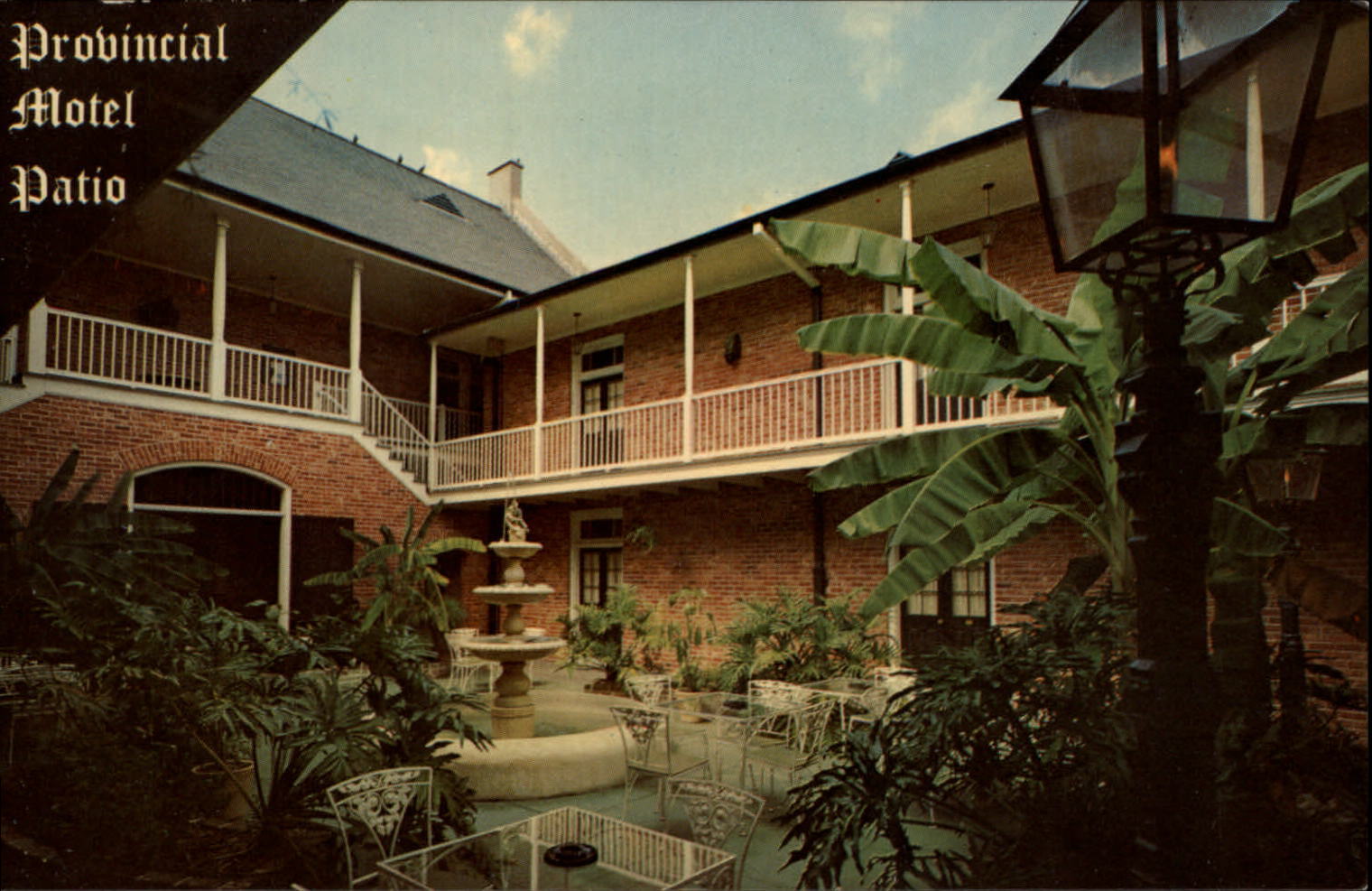 New Orleans Louisiana Provincial Motel patio ~ postcard  sku463