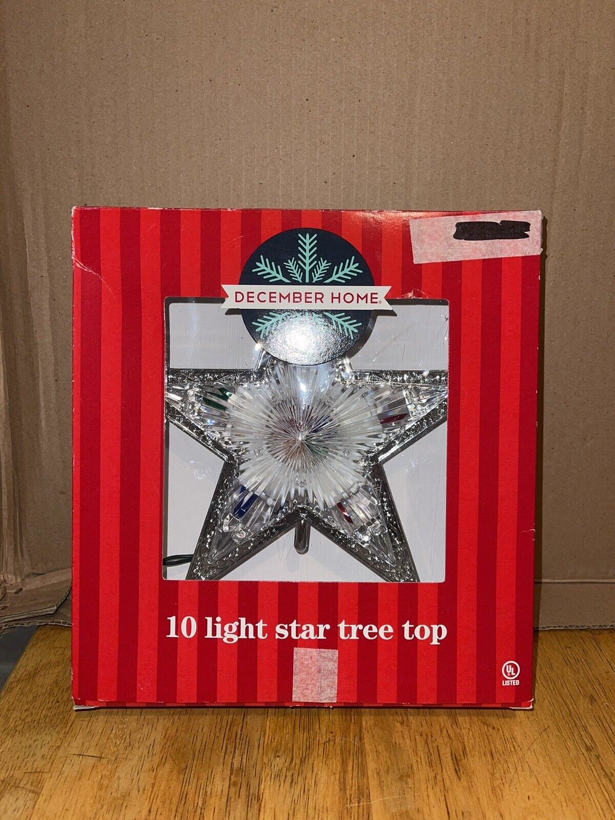 Vintage December Home Christmas Lighted Tree top Topper W Box