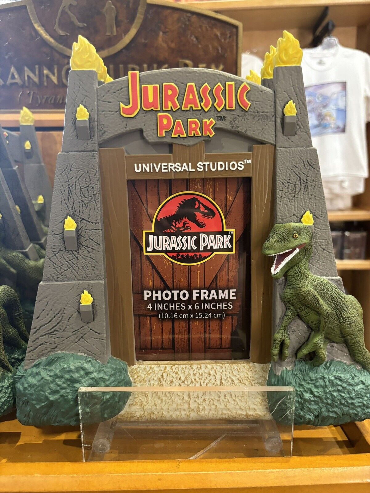 Jurassic Park Universal Studios Parks 4x6 Photo Frame Gate Dinosaur Raptor New