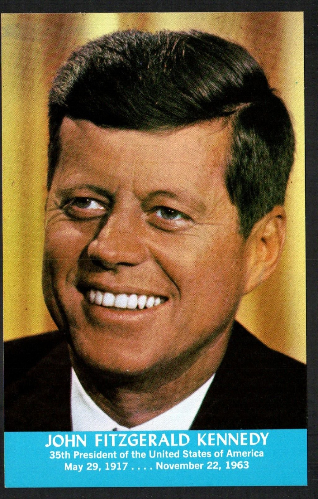 Postcard 35th US President John Fitzgerald Kennedy JFK United States