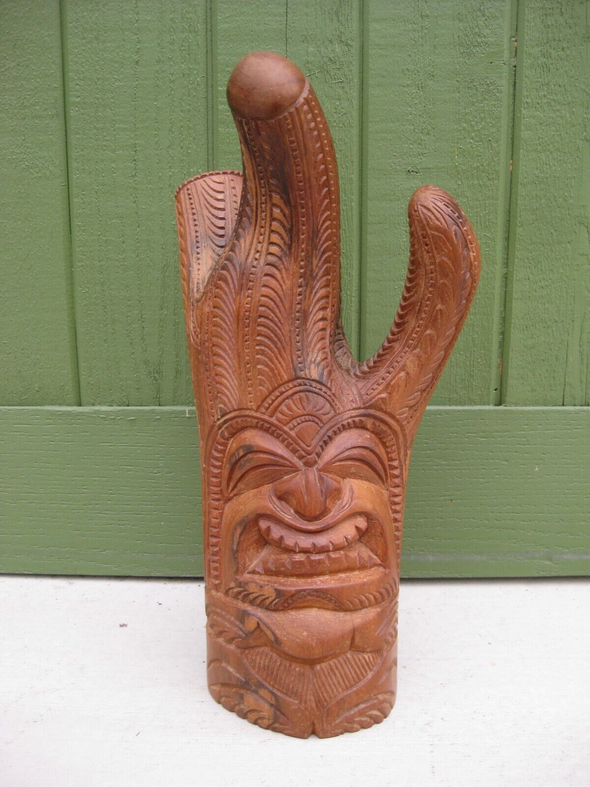 Vtg Tonga Islands Tongan Hand Carved Tiki Statue Root Wood Sculpture Carving 18\