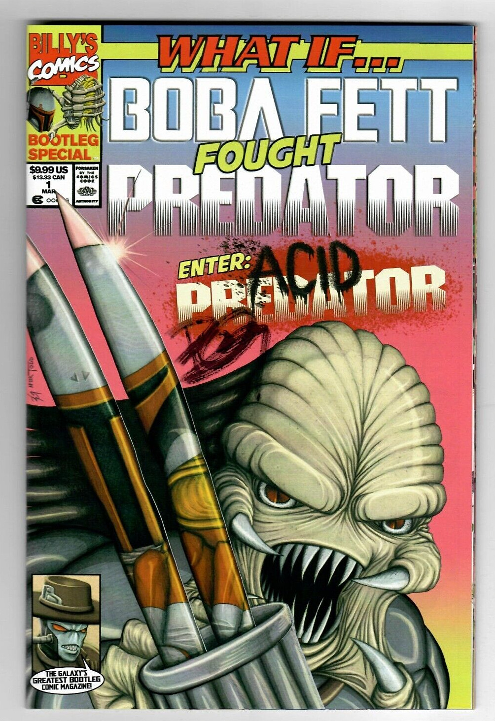 What If Boba Fett Fought Predator enter Acid Predator # 1 Signed 6th Printing