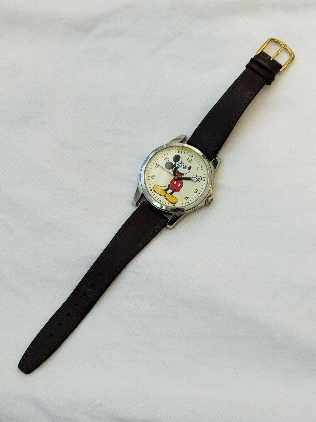 Vintage  Disney Mickey Mouse Wrist Watch Genuine Leather
