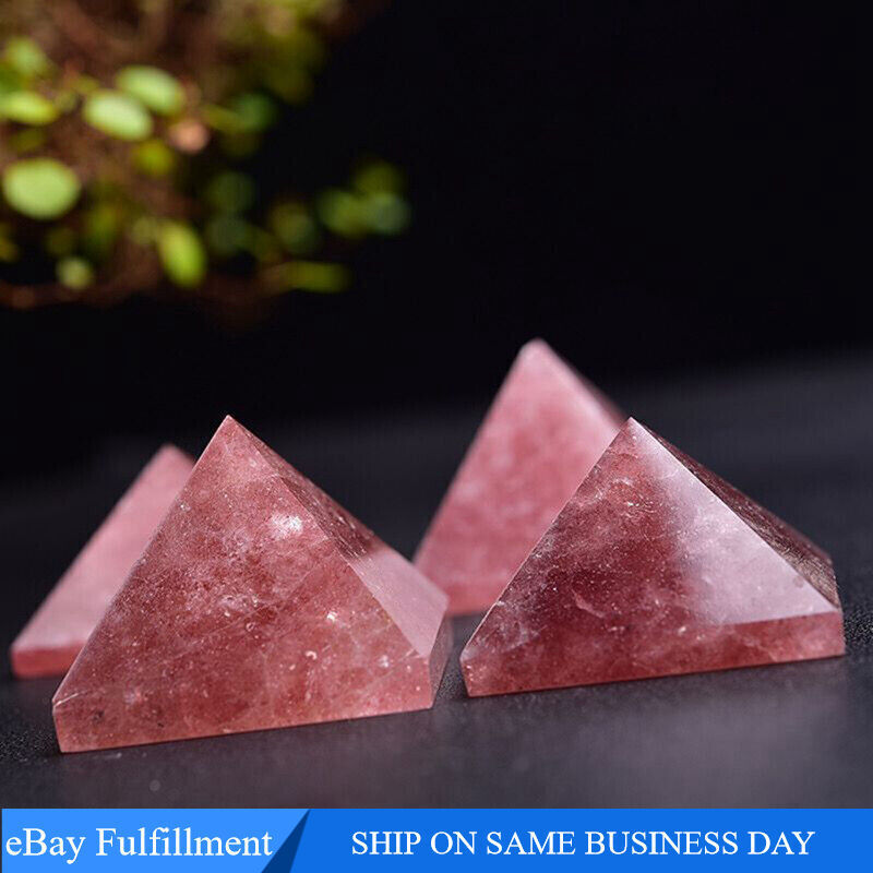 Natural Strawberry Quartz Crystal Point Stone Pyramid Orgone Energy Tower Reiki