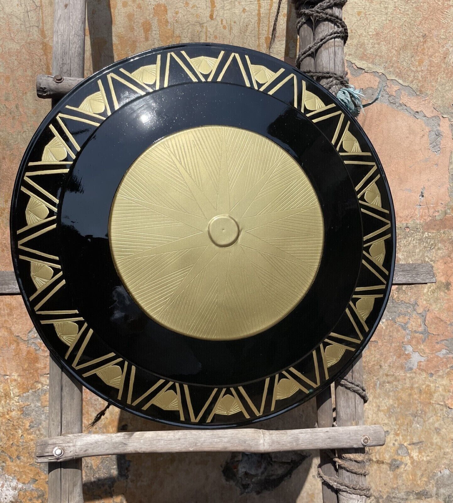 The Royal Opulence: Premium Black and Golden Round Medieval Shield