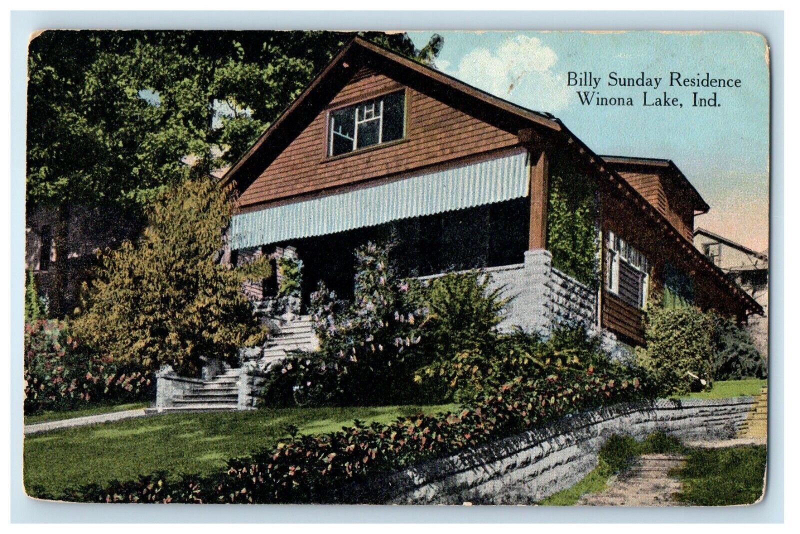 c1910's Billy Sunday Residence Winona Lake Indiana IN Posted Antique Postcard