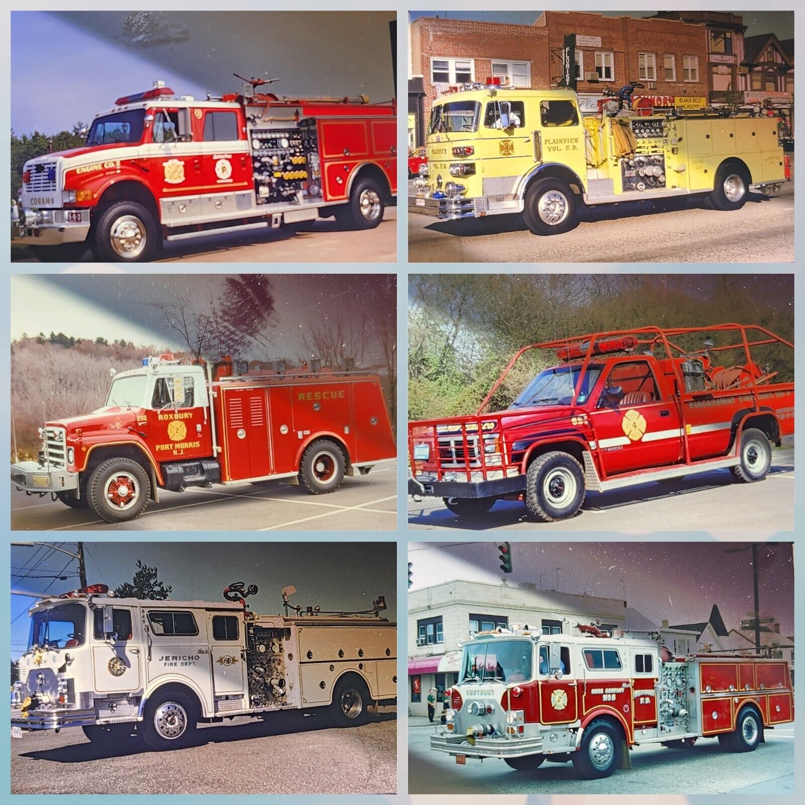 Lot Of 6 1990\'s Fire Truck Photo Slide Rescue Ambulance Firefighter Laders