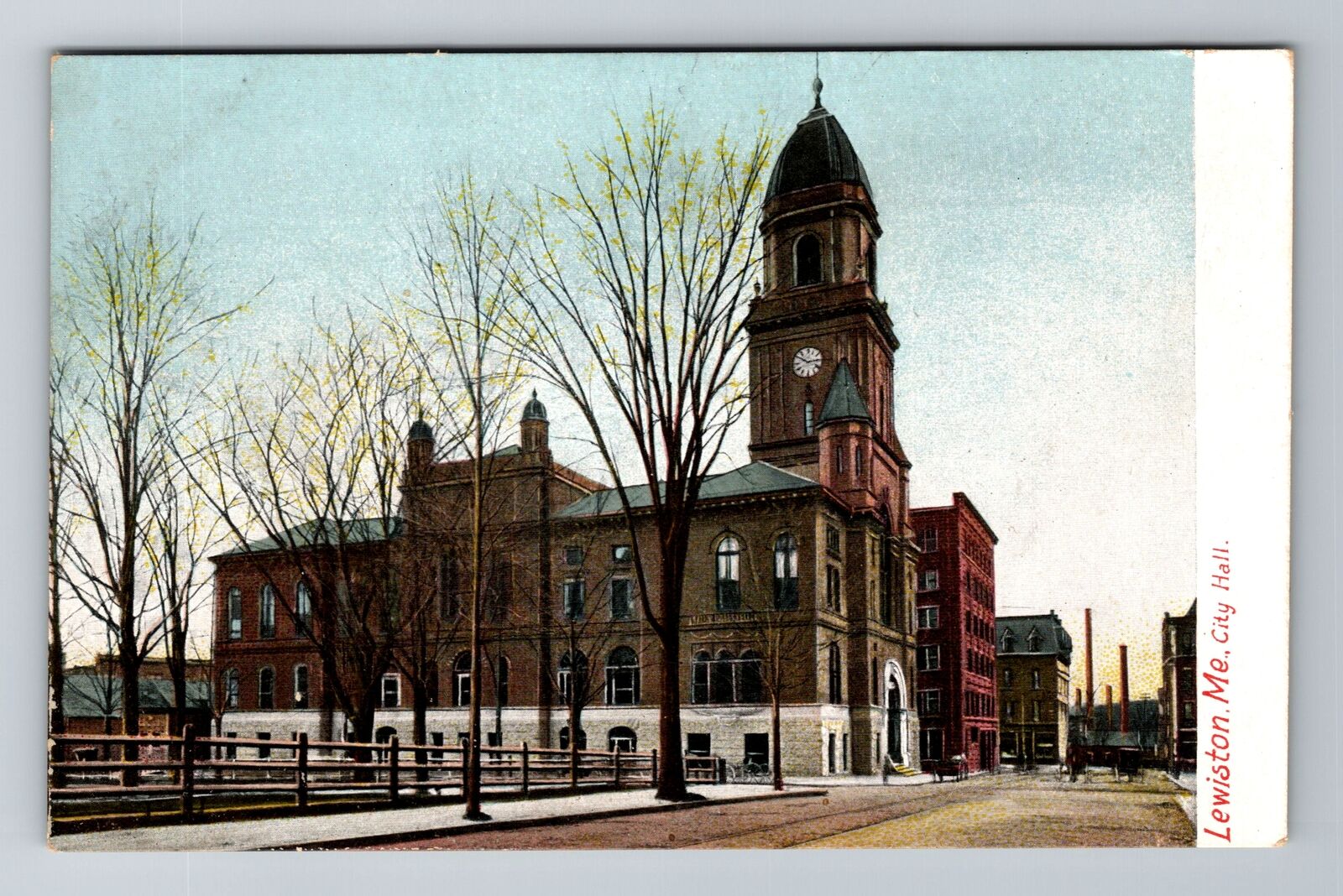 Lewiston ME-Maine, City Hall, Antique, Vintage Souvenir Postcard