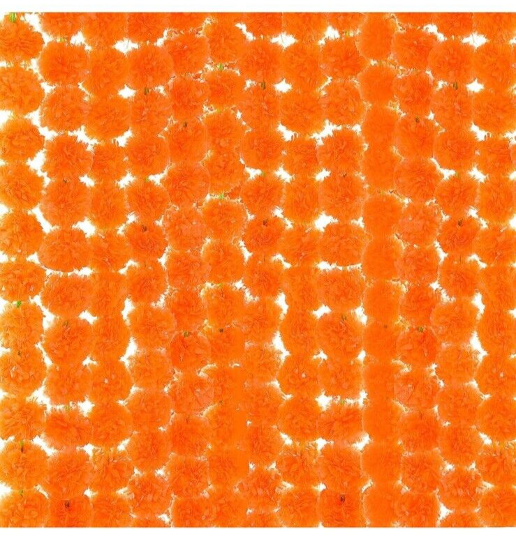 10 Pc 7 Feet Orange Marigold Garland for Day of the Dead Mexican Indian Wedding