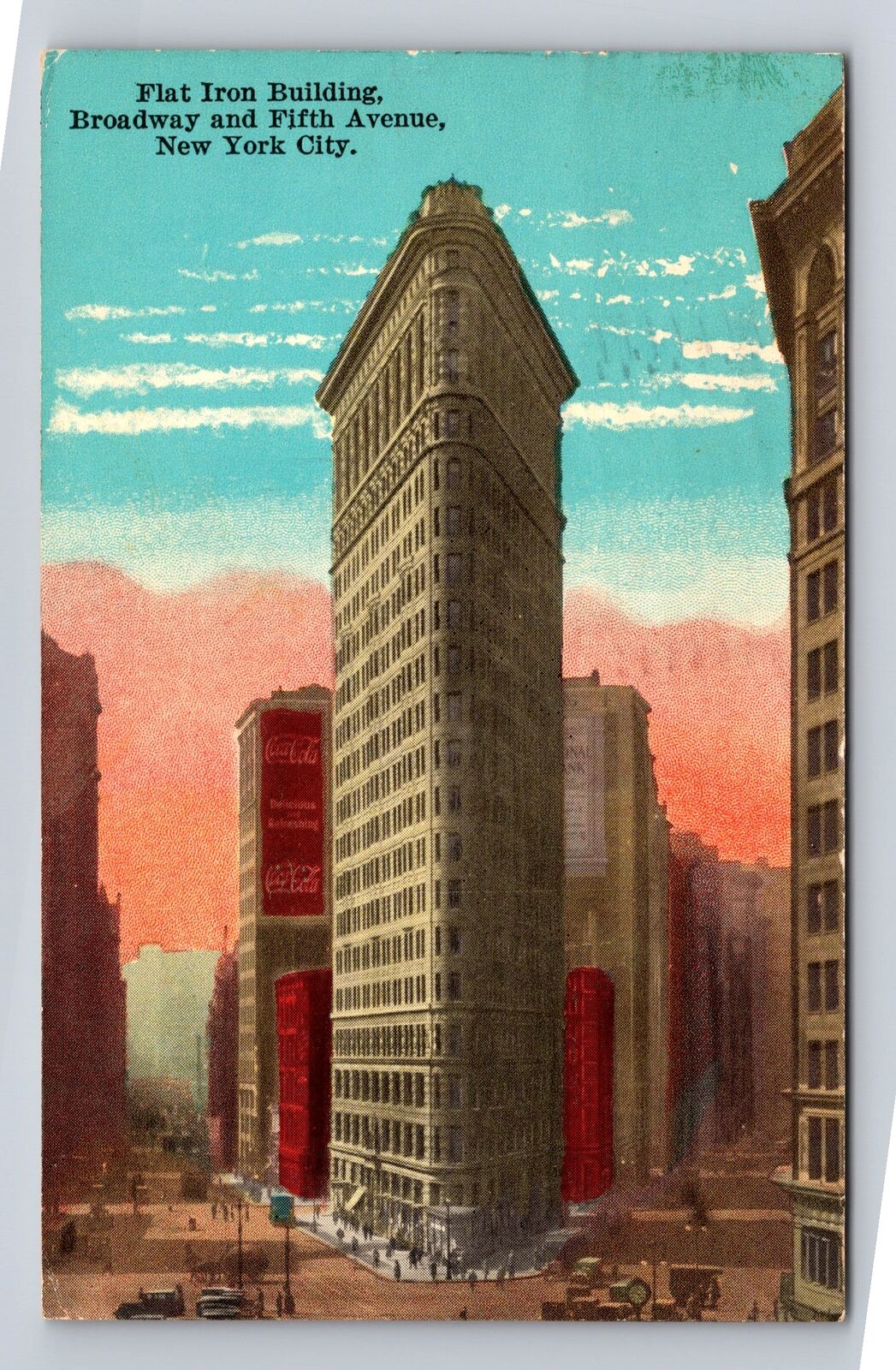 New York City-NY, Flat Iron Building, Broadway & 5th, Vintage c1931 Postcard
