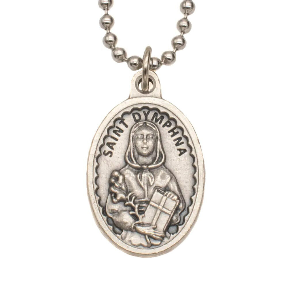 Saint St Dymphna Medal Pendant Necklace Patron Saint Of Stress And Anxiety Italy