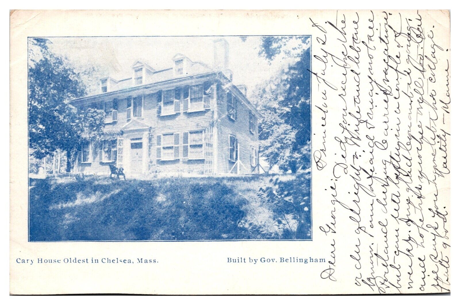 1909 Cary House, Oldest in Chelsea, Undivided Back, MA Postcard