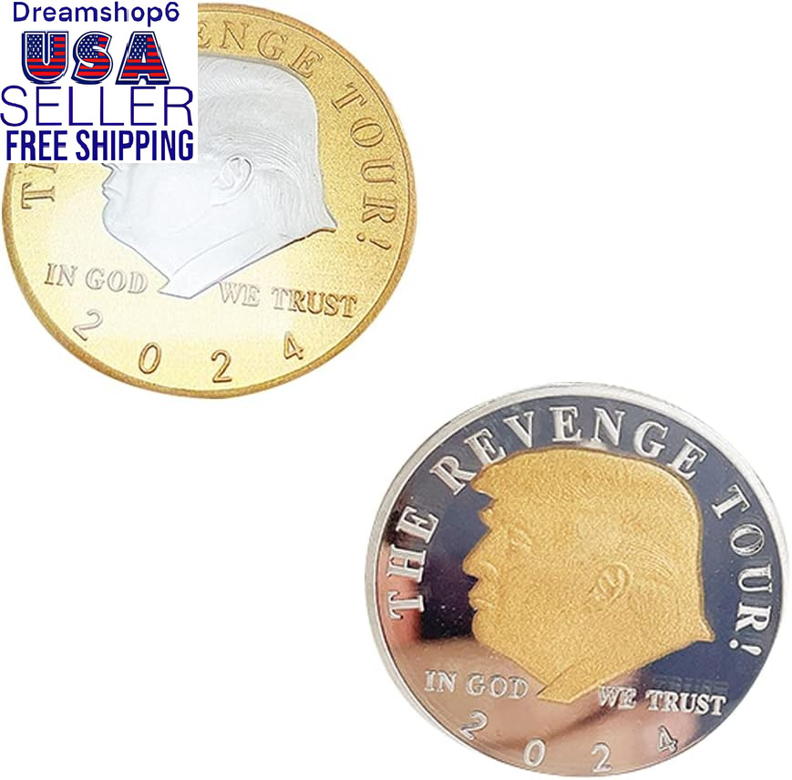 2Pcs Donald Trump 2024 Presidential Campaign Commemorative Collection Coin Colle