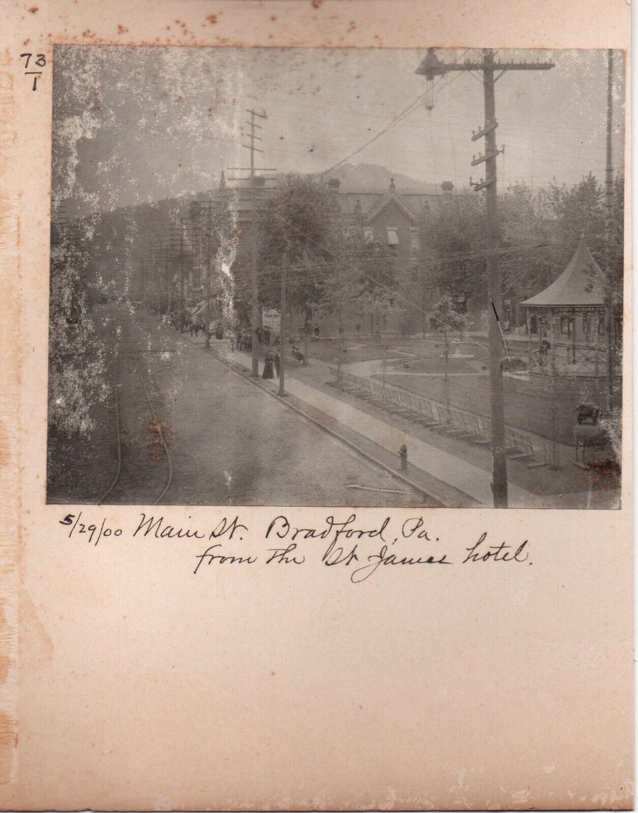 Mounted Snapshot Photos (2) View Bradford Pennsylvania, From St James Hotel 1900