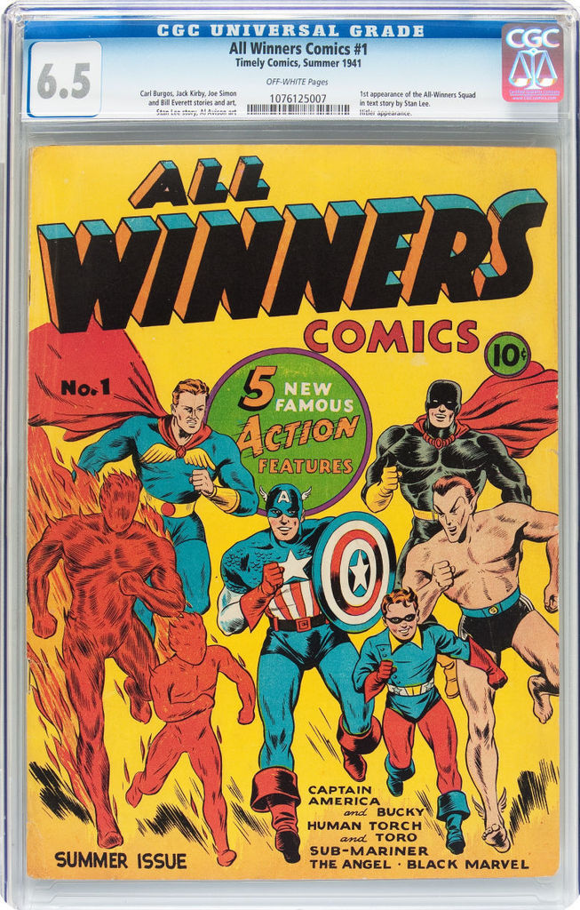 All Winners Comics #1 CGC 6.5 Timely 1941 Captain America Sub-mariner E9 107 cm