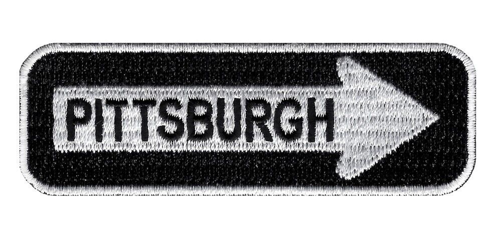 PITTSBURGH ONE-WAY SIGN EMBROIDERED IRON-ON PATCH applique PENNSYLVANIA ROAD