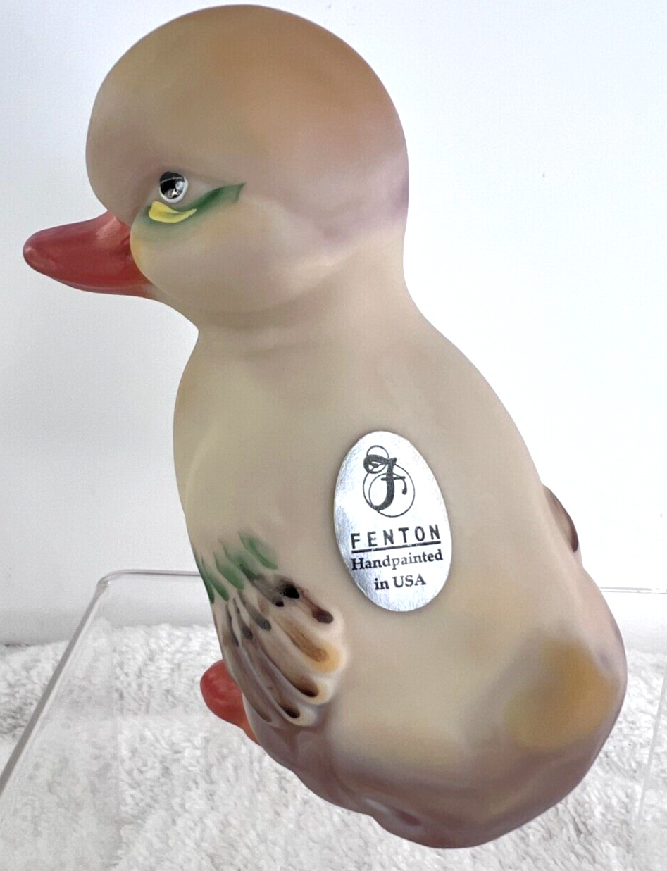 Fenton NFGS Duck Chocolate Satin Slag Glass 2007 Hand Painted by Andersen