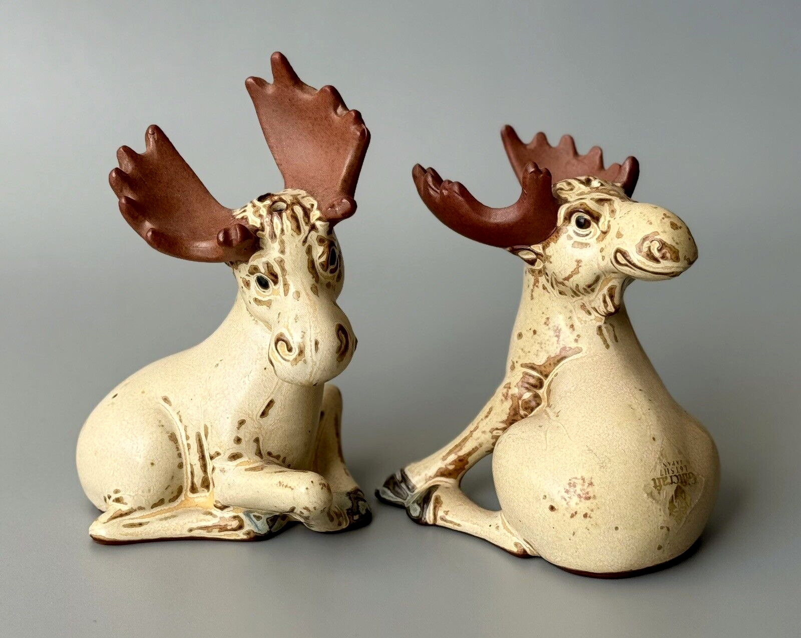Gempo Pottery Japan 1970s Vtg Bull Moose Salt & Pepper Shakers Giftcraft UCTCI