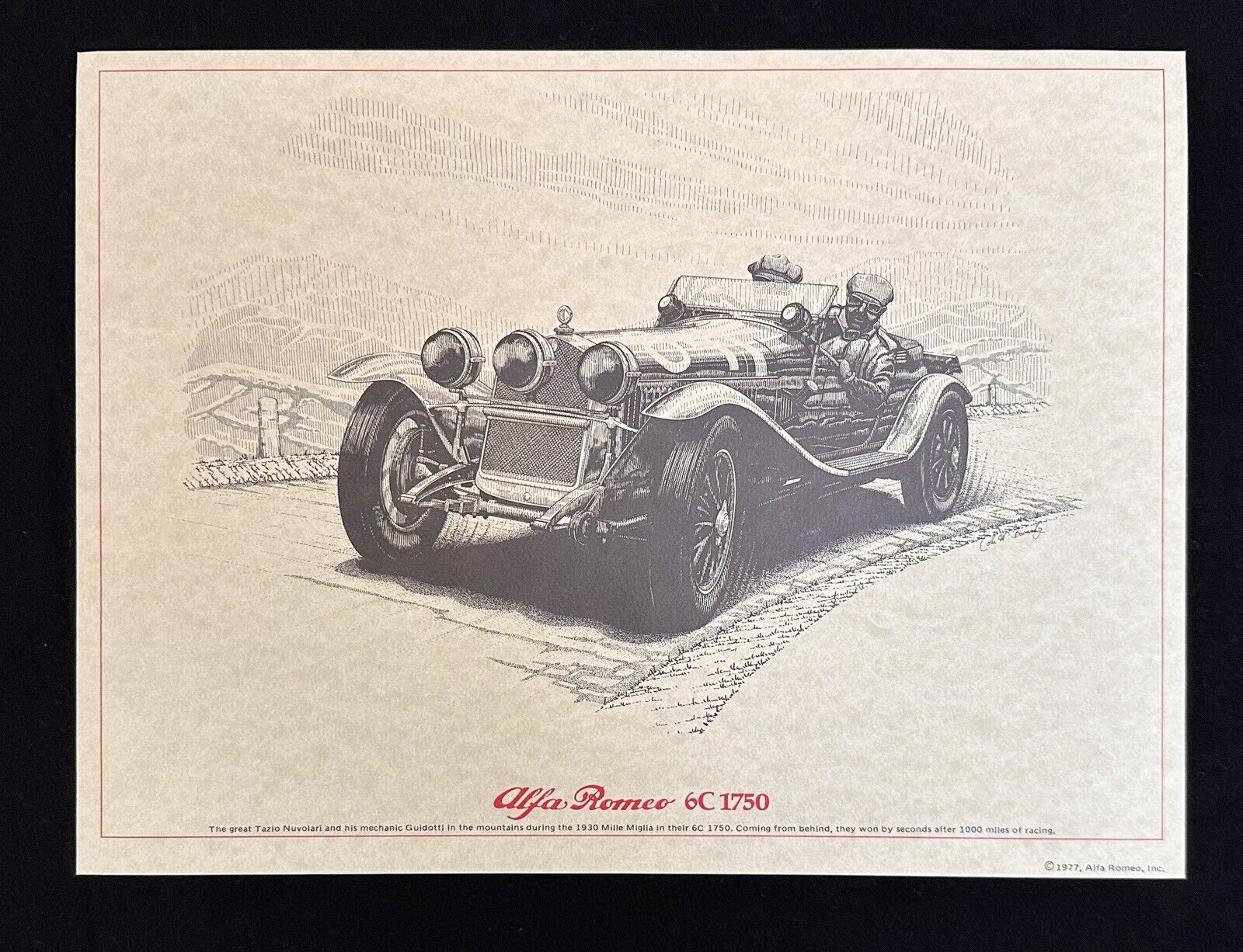 Alfa Romeo 6C 1750 1930 Mille Miglia Race Win Art Print Tazio Nuvolari