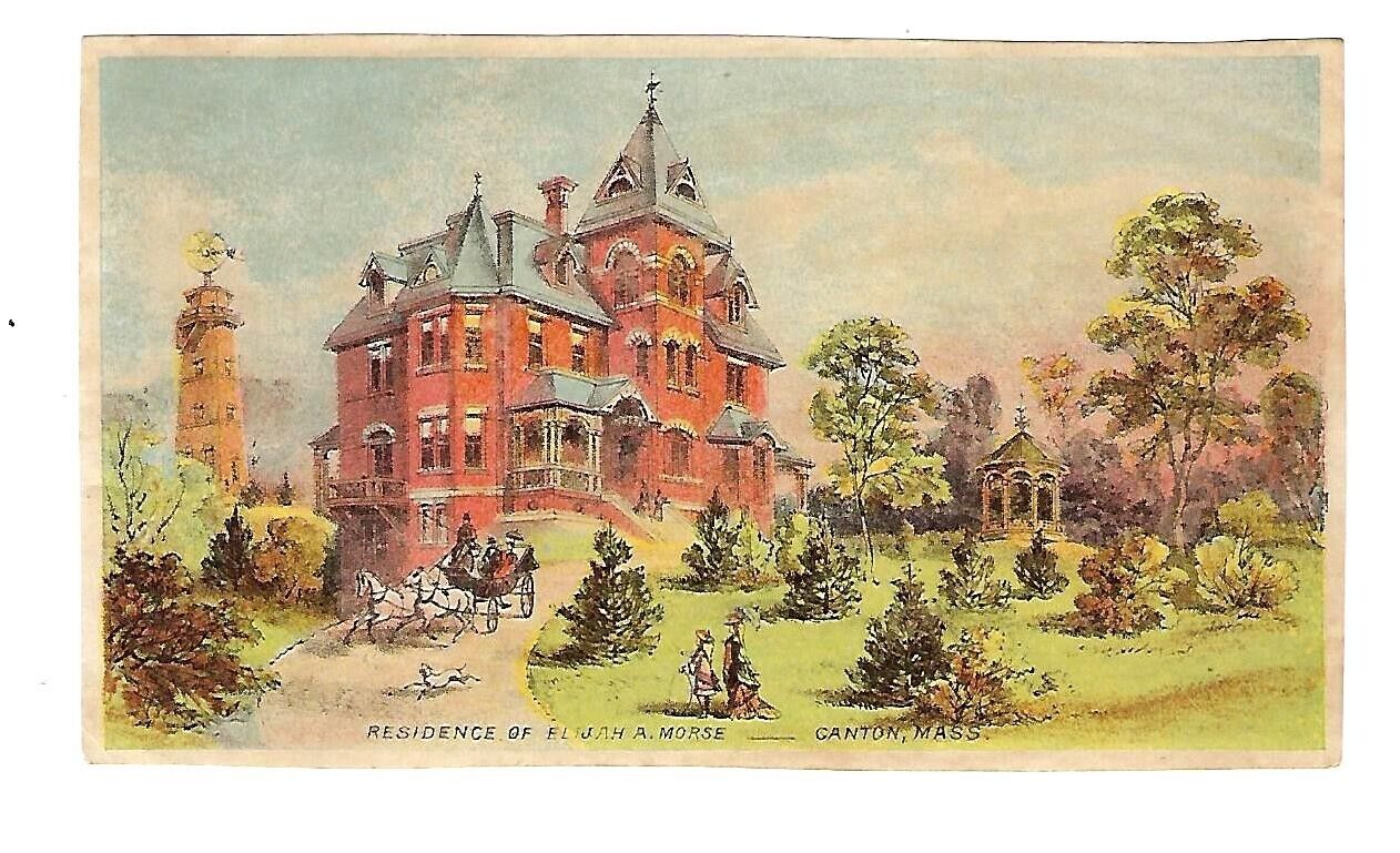 c1890 Stock Victorian Trade Card Residence of Elijah A. Morse, Canton Mass.