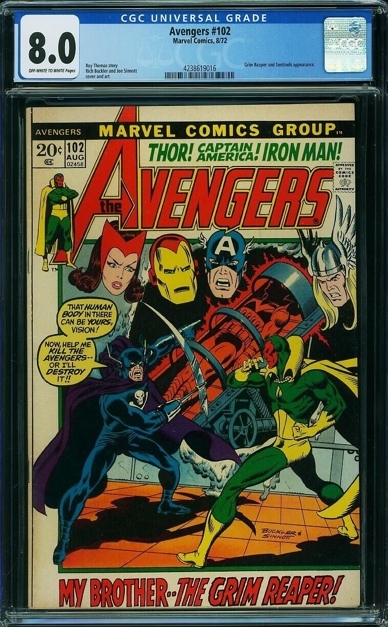 AVENGERS  #102  CGC VF8.0 Clean & Nice O/White Pages   4238619016